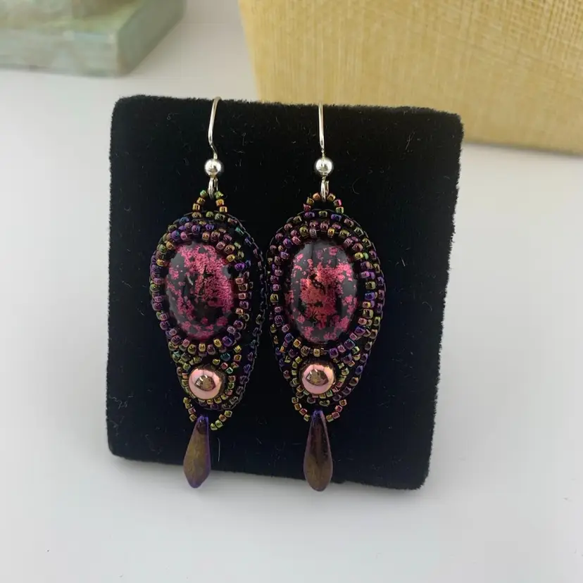 Bead Embroidered Earrings