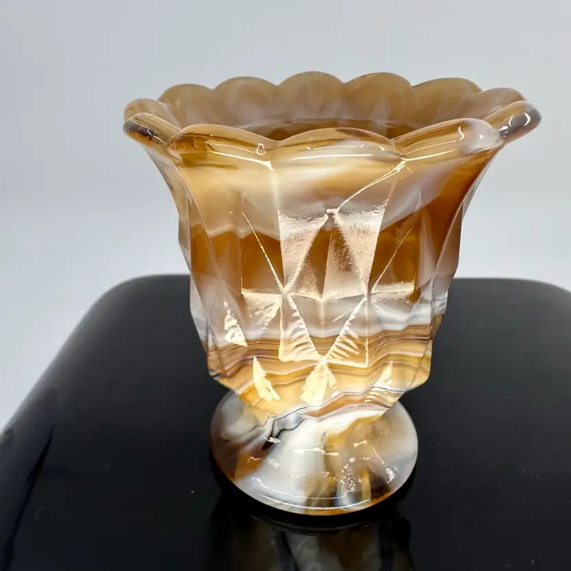 Imperial Glass Caramel Slag Toothpick Holder 3”