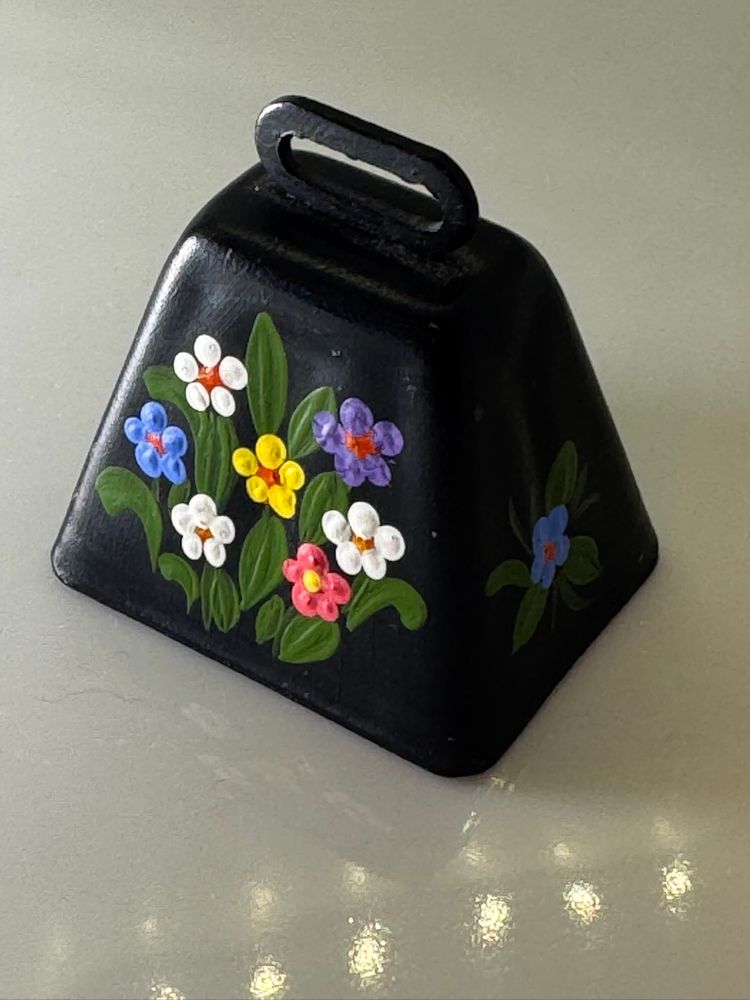 Mini vintage handpainted flower bell copper flower floral