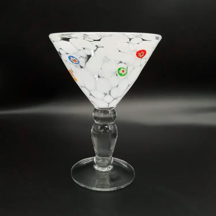 Handmade Blown Large Martini Glass Millefiori