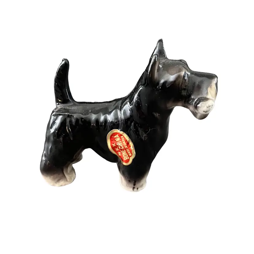 Miniature Bone China Scottish Terrier With Bone Made In Japan