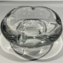 Kosta (pre- joining with Boda) Crystal trinket/ashtray – Signed “Kosta 77815 Sig.P” (Sigurd Persson), -Vintage Swedish Art Crystal- 6” Diameter, 2.5” High