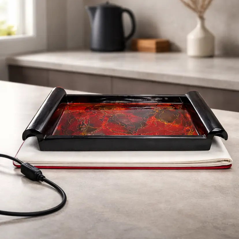 Handcrafted Decorative Tray w/ Abstract Resin Art Design, 11.25'" x 6"