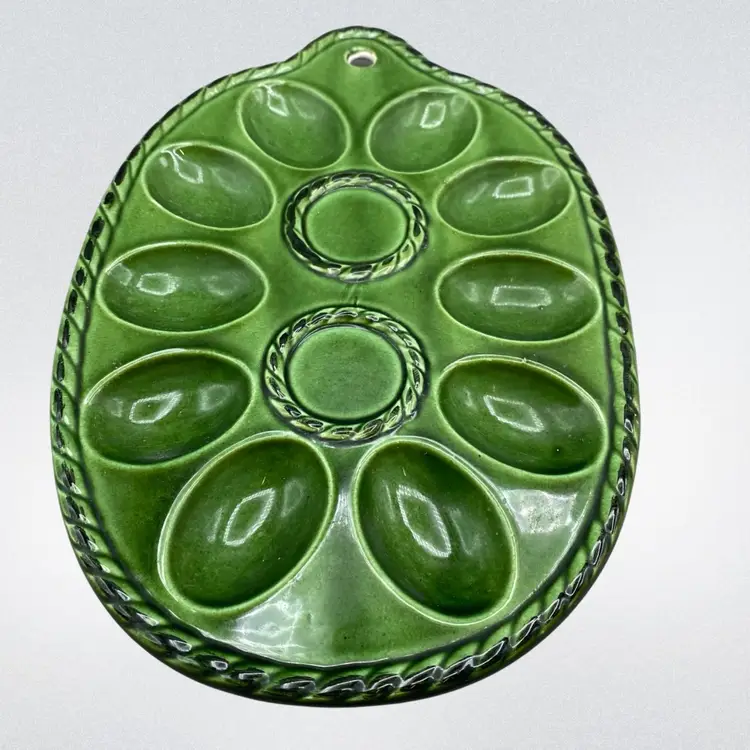 Egg Tray Green Majolica Japan CottageCore Granny Japan Tilso Retro Original Tag