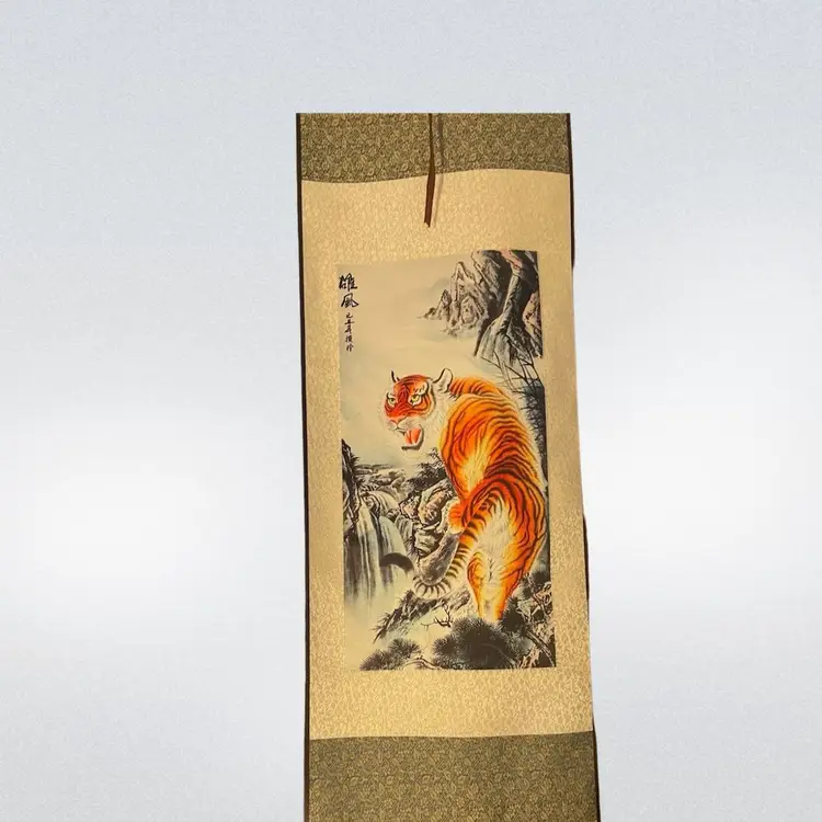 Silk Japanese Painted Hanging Scroll