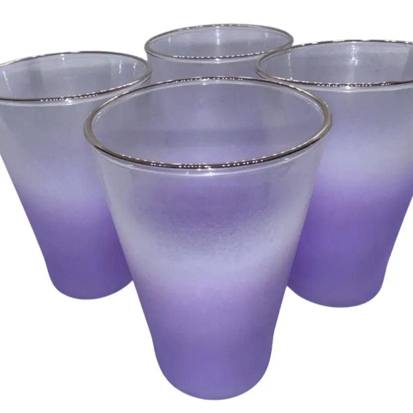 West Virginia Glass Mid Century Blendo Orchid Glasses Set of 4 Very Good Condition