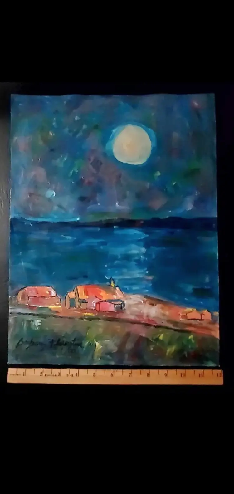 🧡 Original Art 12 x 16" On Rolled Canvas Acrylic Painting Seascape.  From My Personal Collection of My Favs Painted in 2000 Vintage New