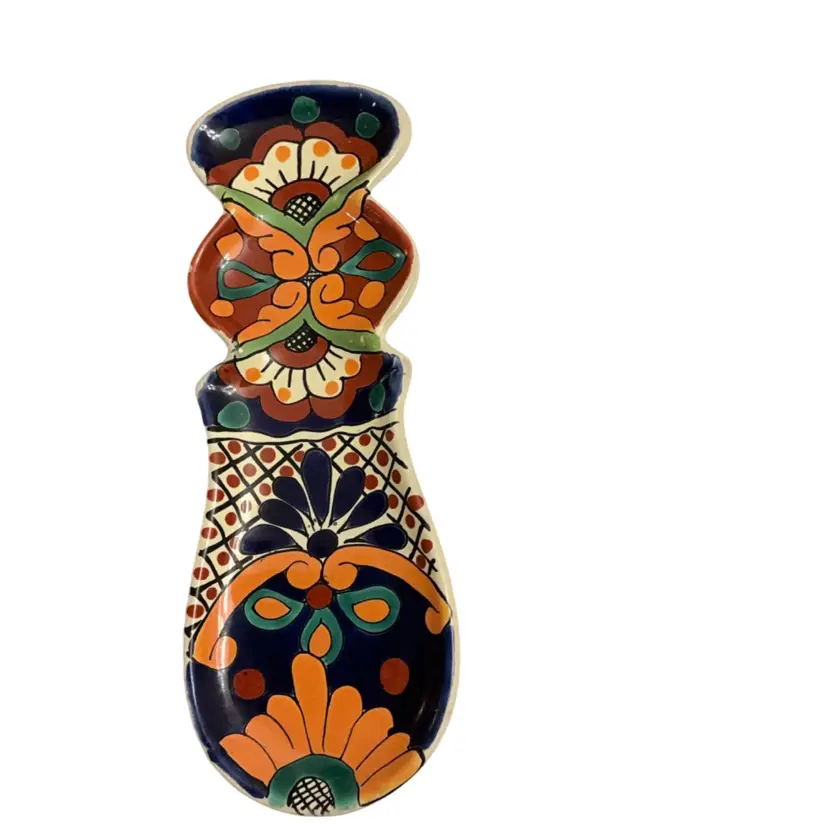 Handcrafted Mexican Talavera Spoon Rest 1”x 10” x 3 7/8”