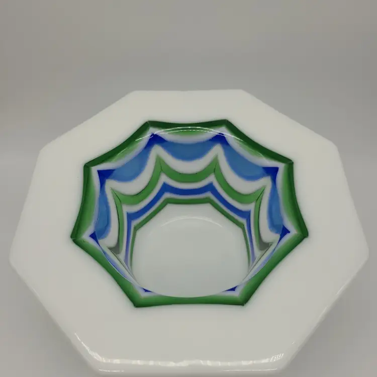 Murano-Style Hand-Blown Ocean Waves Art Glass Bowl