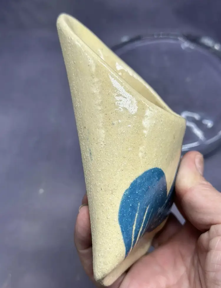 Art Pottery Wall Pocket Chicken Hen Planter Vase Hand Painted Stoneware