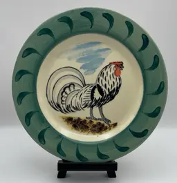 Vintage, Oxney Green, Rye-Sussex-England, Hand Painted Rooster Plate, Made for Colonial Williamsburg, 8.25”