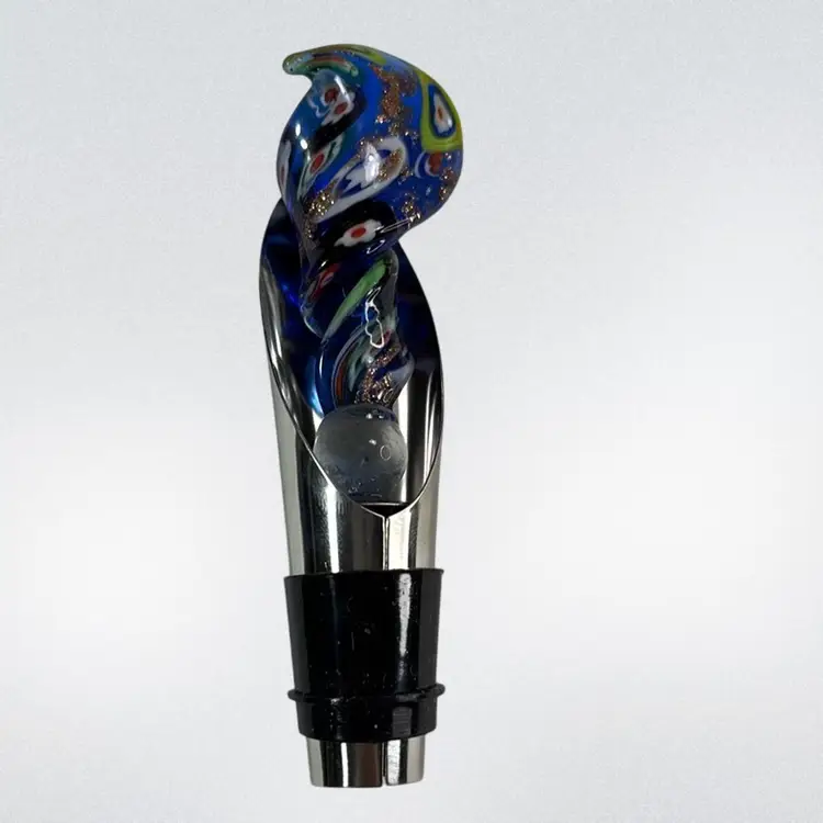 Gift Gallery Hand Blown Glass 2 Piece Bottle Stopper 3.5”
