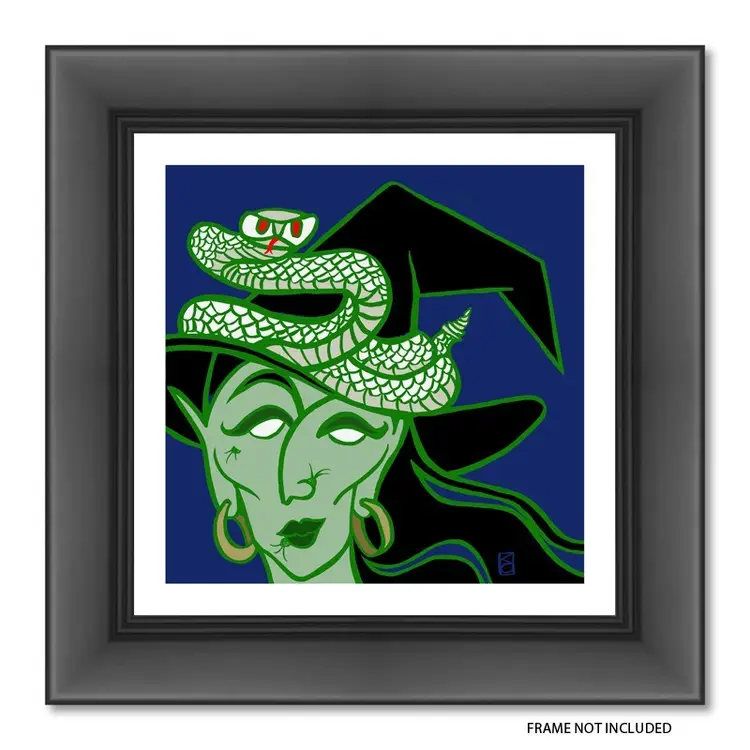 MADE BY ME: 8x8 Archival Print Of My Digital Artwork- “Snake Familiar” With And Snake. Halloween Or Every Day Wall Art. Great For Gallery Wall. Created On My iPad Using Procreate - Not AI.