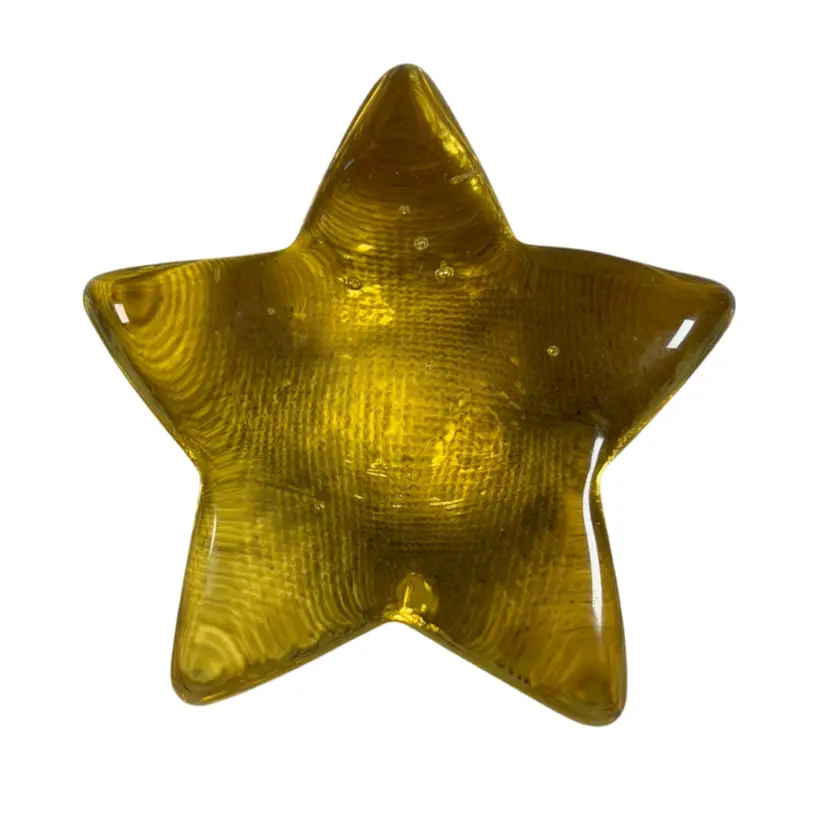 008. Fire & Light 3” Gold Glass Star Signed