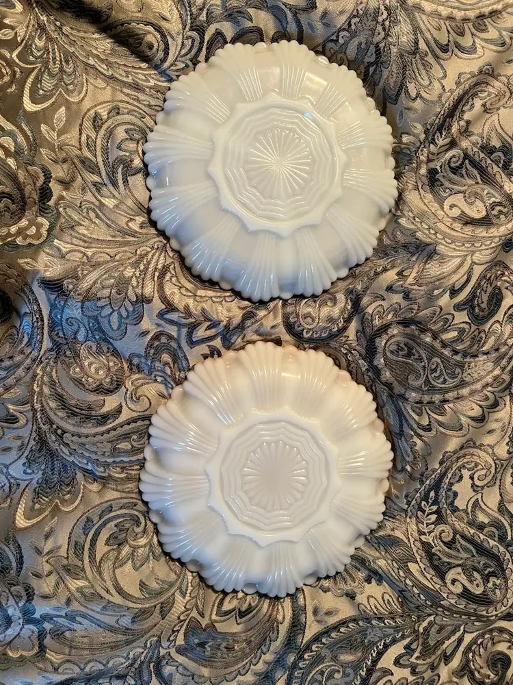 Anchor Hocking Deviled Egg Plate & Divided Relish Dish Fire King Milk Glass 9"