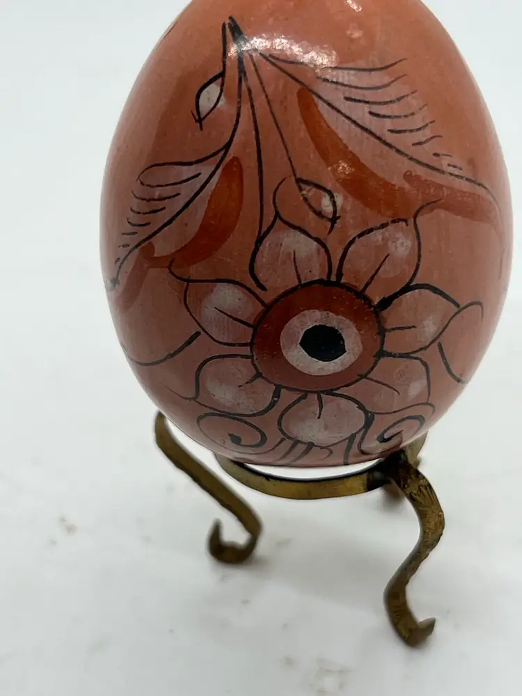Tonal Mexican Pottery Brown Flower Unsigned 
