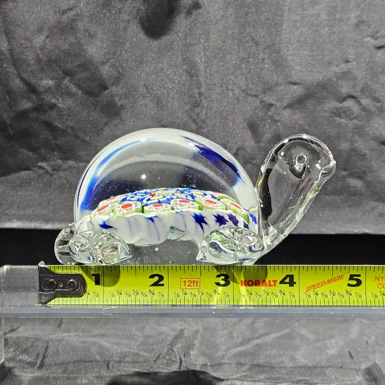 Millefiori Turtle Glass Paperweight - Hand Blown