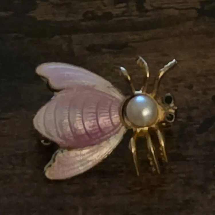 Unmarked Pink Fly Bug Brooch Pin