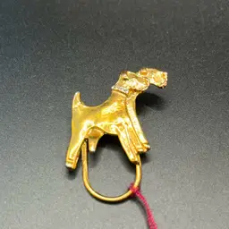 Pair Of Wire Haired Fox Terrier Brooch, Gold Tone