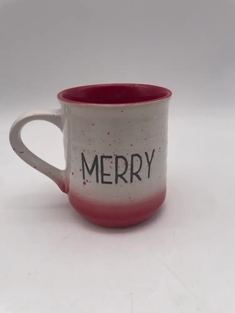 Contemporary “Merry” Red & White Mug