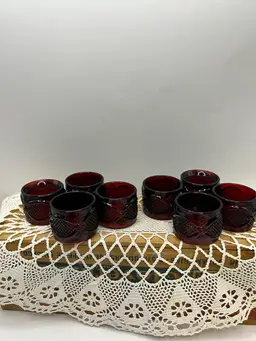 Set Of 8 Ruby Red Cape Cod Napkin Rings
