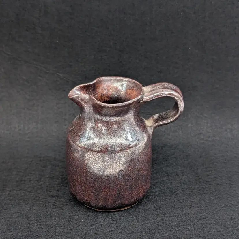 Vintage Studio Pottery Miniature Pitcher Creamer Vase Ceramic Handle Signed 3"