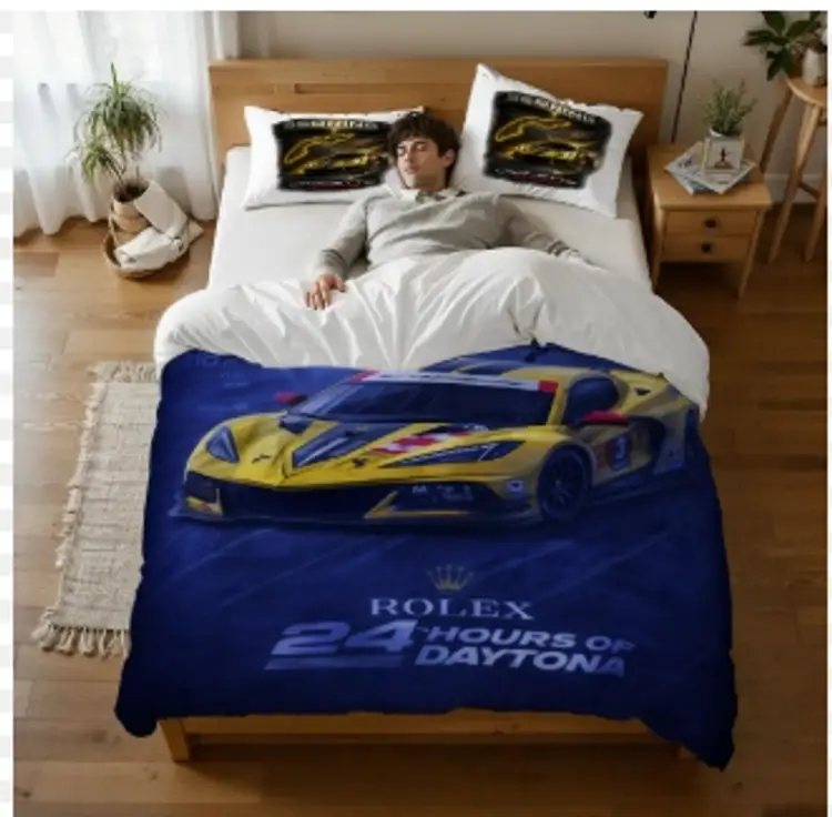 Corvette Racing Bed Set – Luxury Comforter & Pillow Cover Set | Performance-Inspired Bedding for Car Enthusiasts