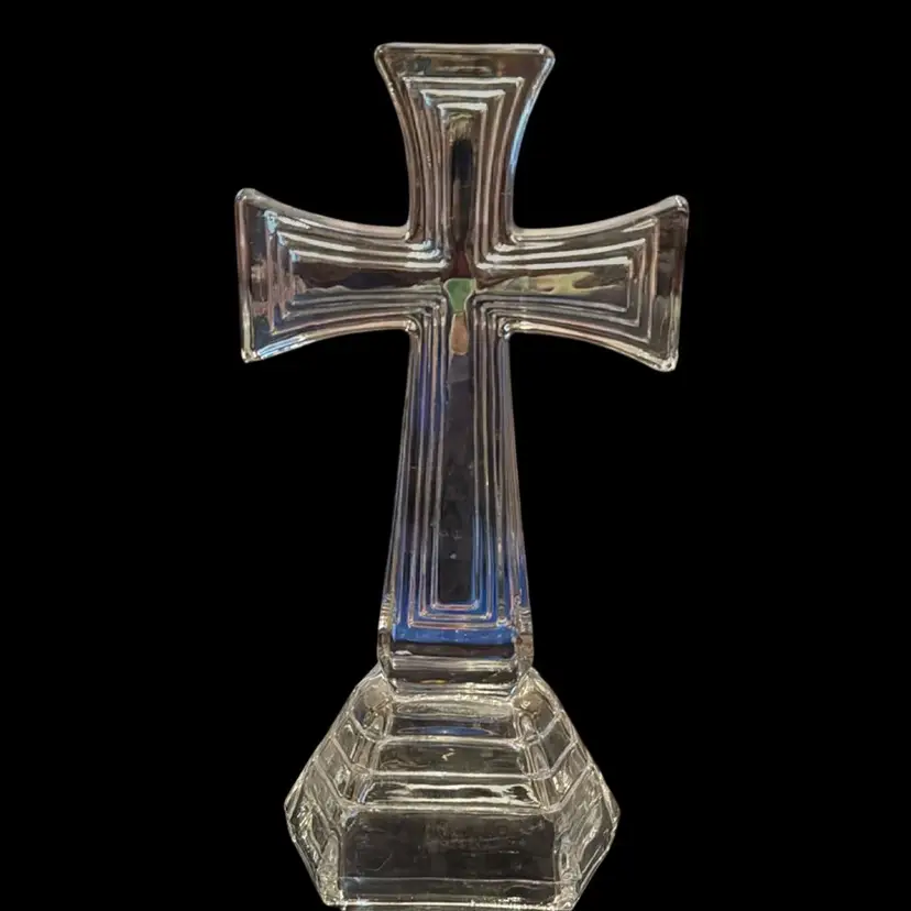 Vintage Glass Cross Standing Pedestal