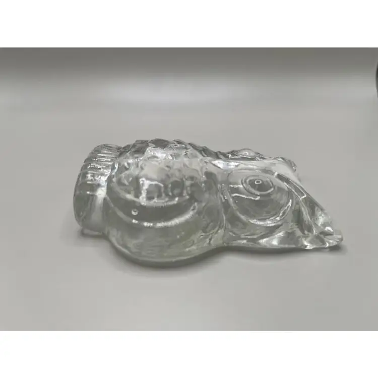 #03 - Vintage Clear Glass Owl Paperweight ~ Intricate Design ~ Measures 4 inches tall