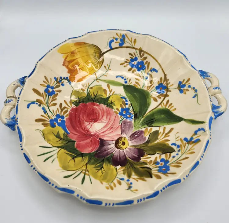 Italian Majolica Rose Plate