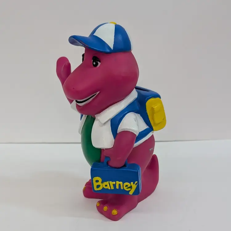 Vintage Barney the Purple Dinosaur Coin Bank Lyons Group 1992s Character Toy 7"