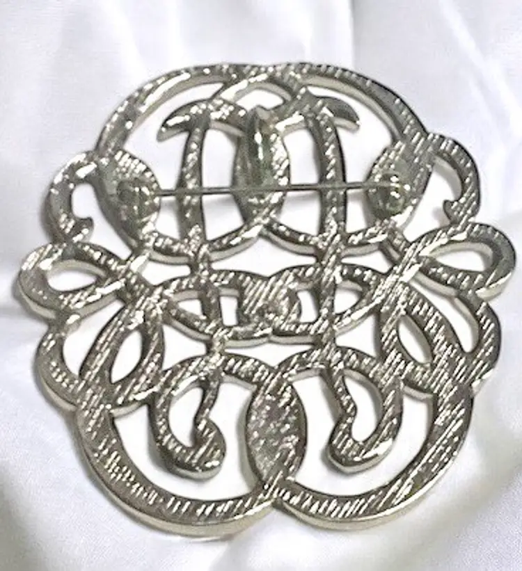 Avon Convertible Brooch Pendant Square Mark Vintage 2” Celtic  Silver  Polished