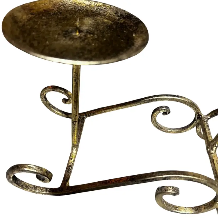 Gold Tone Dark Academia candelabra decor, candle holder Halloween 3 tier MCm