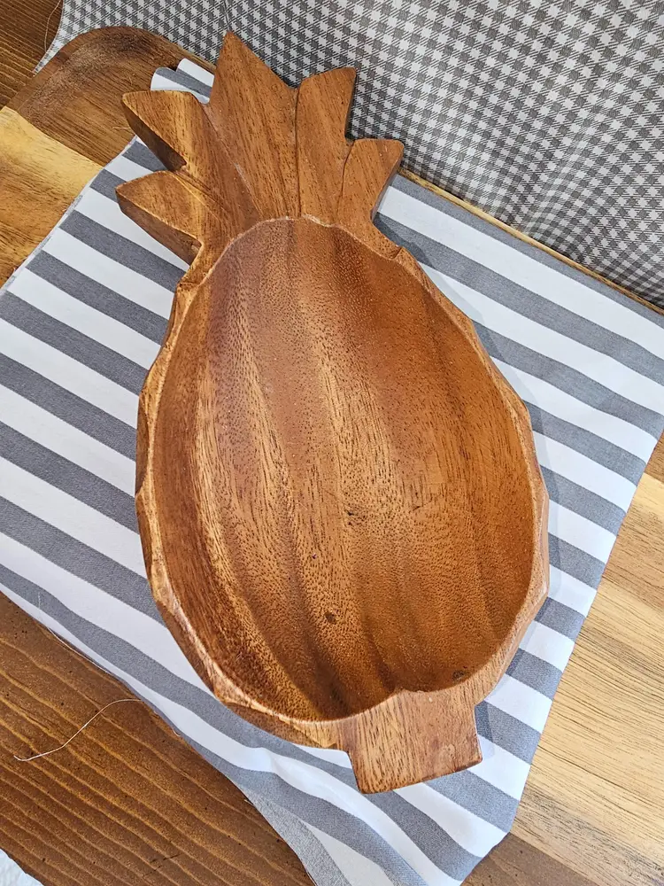 Hand-Carved Wooden Pineapple Bowl