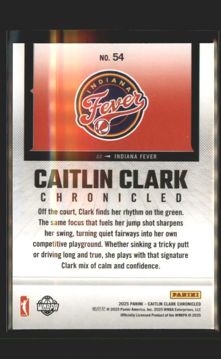 2025 Panini Caitlin Clark Chronicled #54 Caitlin Clark - (137) - Indiana Fever