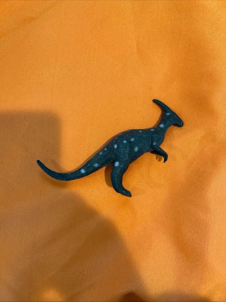 Vintage Metallic Blue/grey with white spots Marx Parasaurolophus Dinosaur Toy