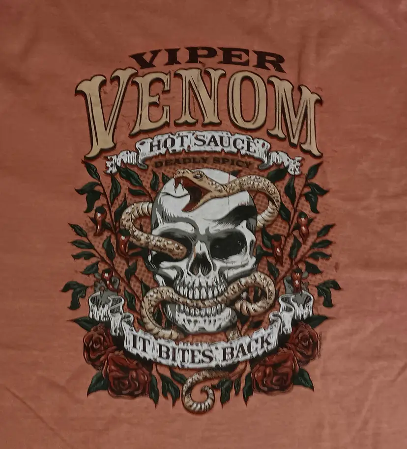 vintage Viper Venom Hot Sauce t-shirt chilli pepper dyed skull snake spicy