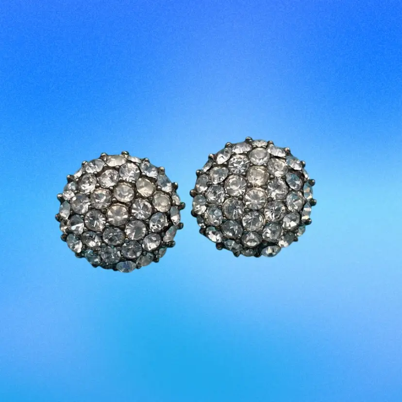 Vintage Rhinestone Cluster Earrings – Sparkling Button Style
