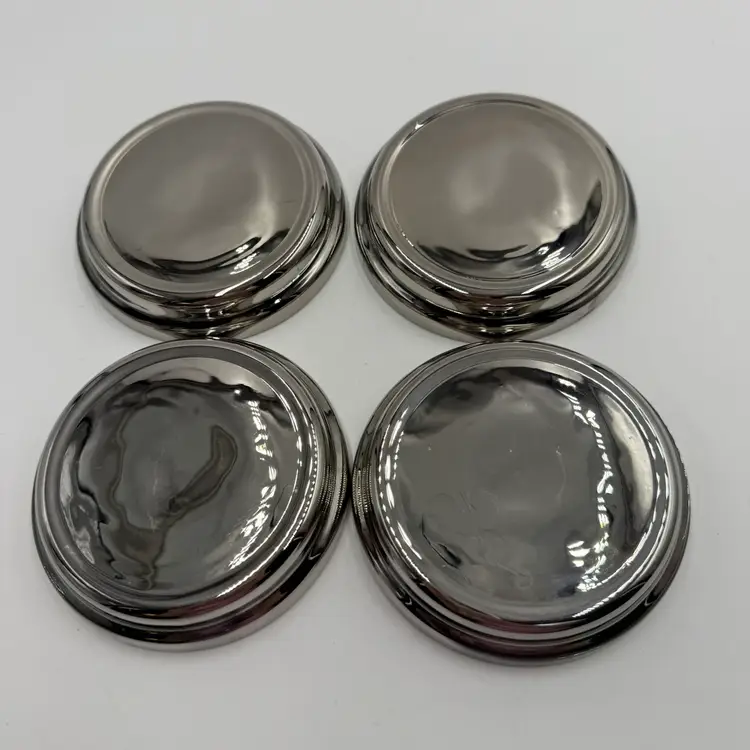 Vintage MCM Silver Finish Mercury Glass Spartan Roman Trojan Head Coasters Set Of Four