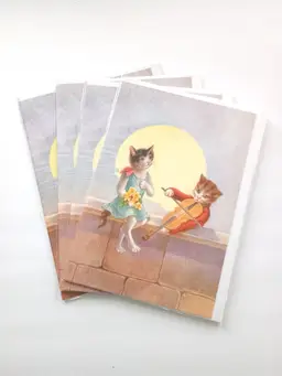 4 x Serenade Vintage Cat Design Greeting Cards and Envelopes Romantic
