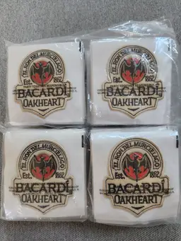 Lot of 100 Bacardi Oakheart est. 1862 New Old Stock patches