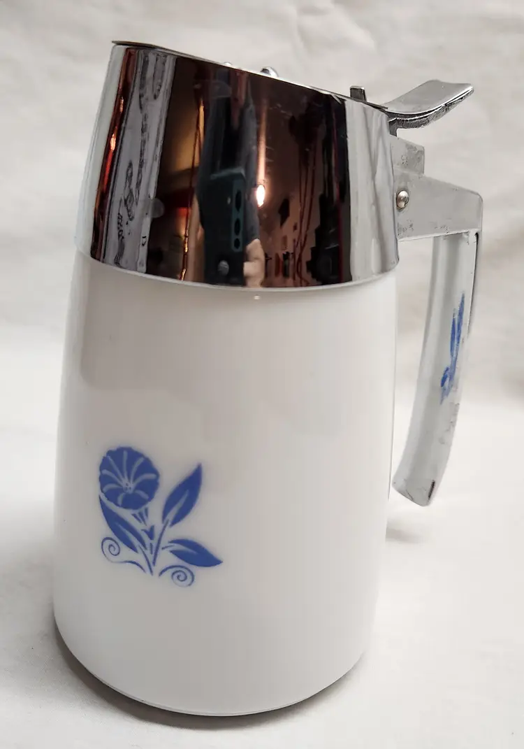Pyrex Corning Corelle Milk Glass Syrup/Sugar Dispenser