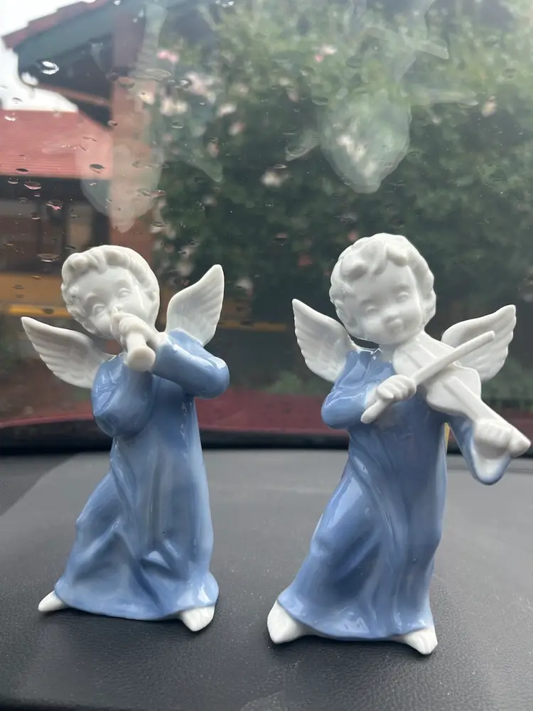 Musical Angel Figurines-vintage Porcelain-set of 2