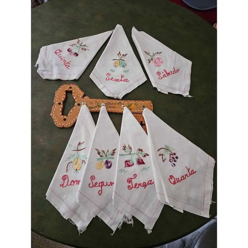Hand Embroidered 7 Days a Week in Portuguese - Made in Madeira