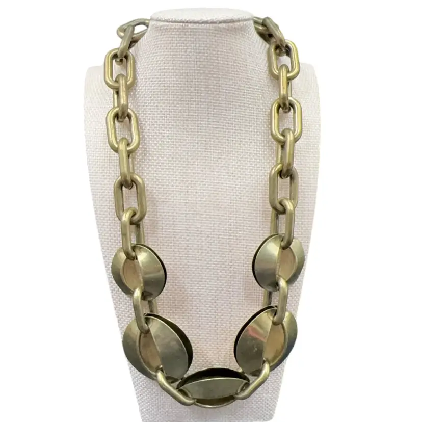 Vintage Cold Water, Creek Chunky Brass Tone Metal Necklace