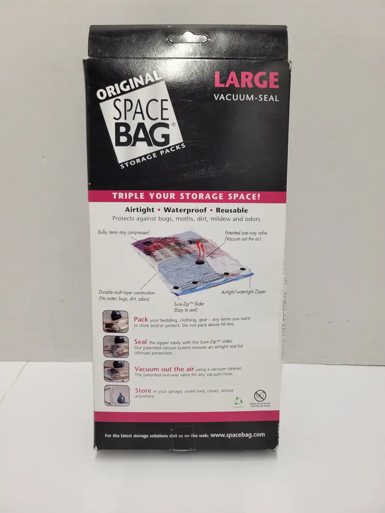 Original Space Bag Vacuum-Seal Storage Packs (2) Large Airtight Waterproof New