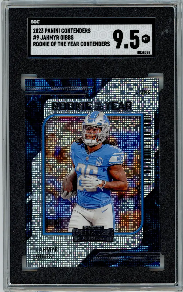 2023 Panini Contenders JAHMYR GIBBS RC Rookie of the year Contenders #9 LIONS SGC 9.5 MT+