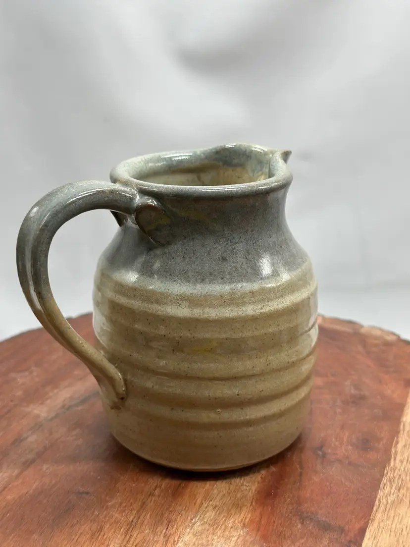 Pottery Vase Creamer Pitcher Handmade Signed Ombré Glaze