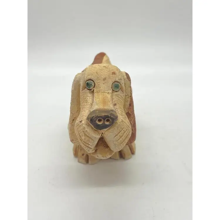 Vintage Artesania Rinconada Carved Earthenware Ceramic Hound Dog / Basset