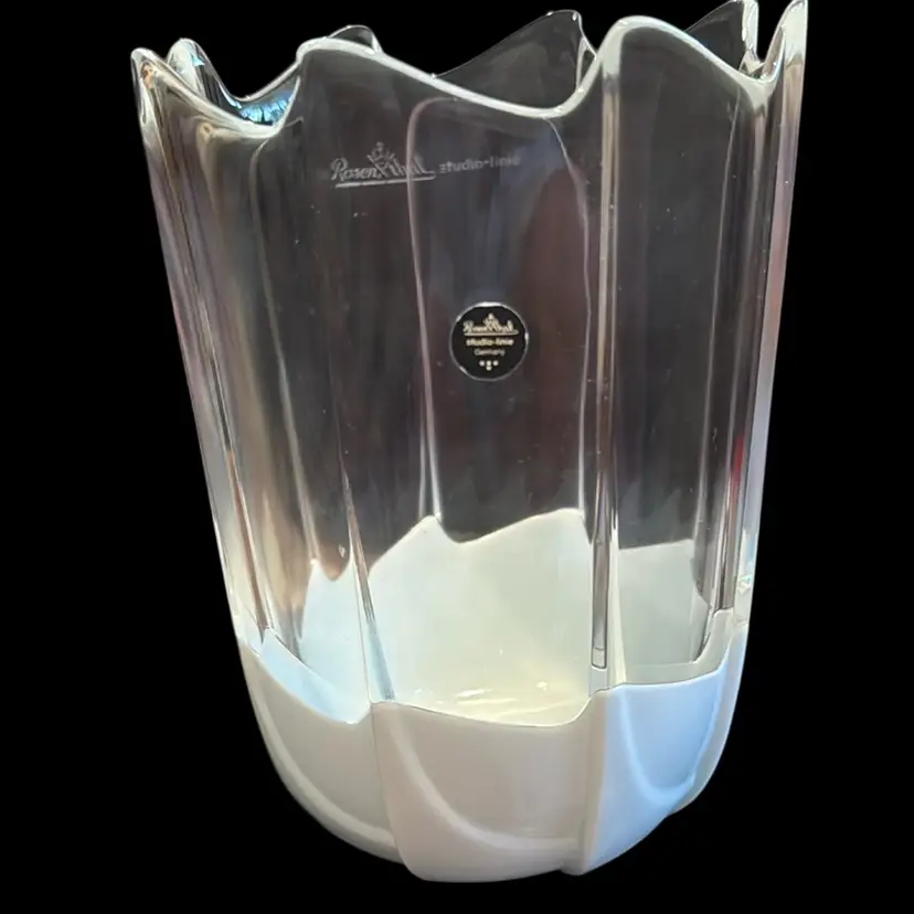 Rosenthal Studio Line “ IceDew” Milkglass & Crystal Vase  Heavy-signed